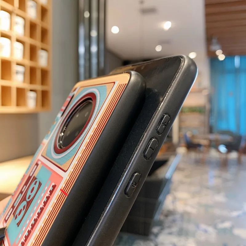 80's Vintage Voice Recorder Phone Protective Case For Huawei mate30 mate30pro Drop-resistant Glass Soft Edge Silicone Back Cover |