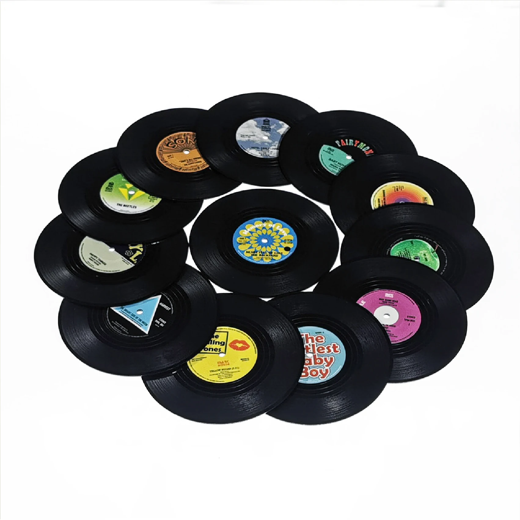 12pcs Plastic Retro Vinyl Record Cup Mat Anti-slip Coffee Coasters Heat Resistant Music Drink Mug Table Placemat Home Decor | Дом и сад