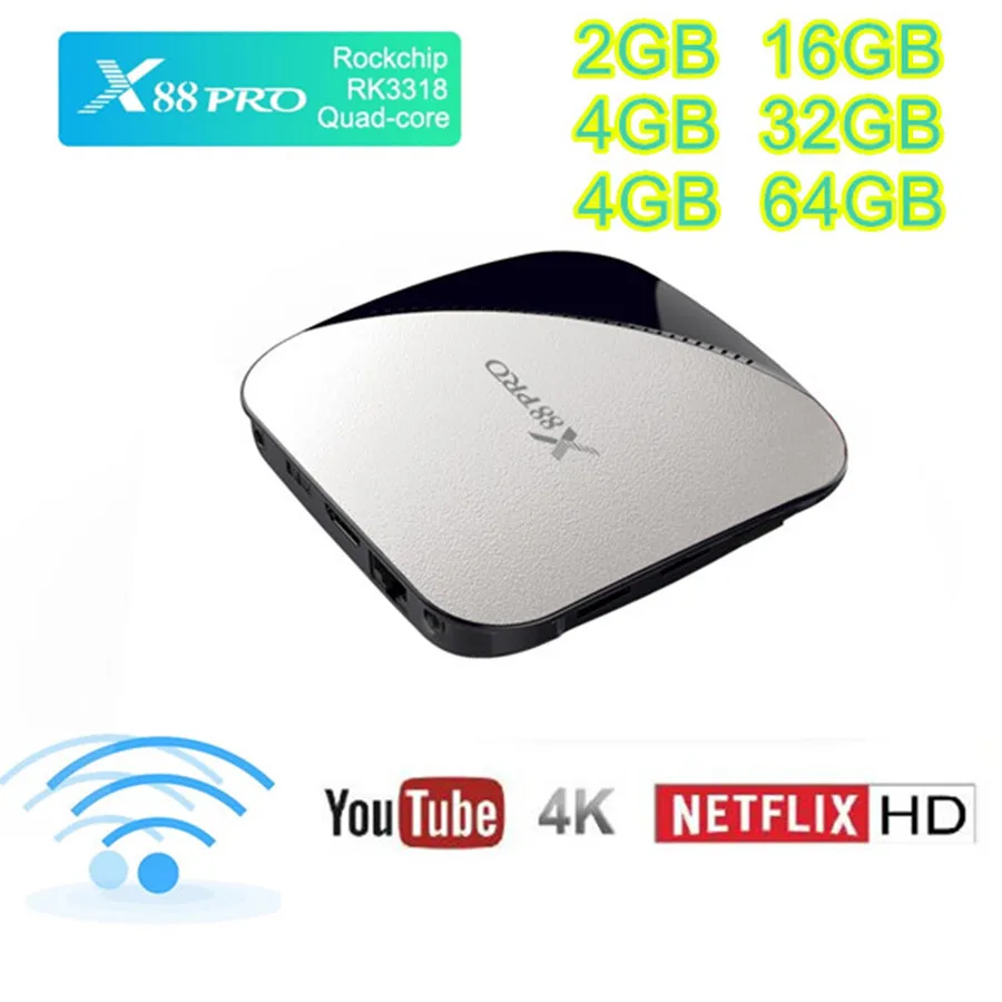 X88 PRO Smart tv Box 4G 64G Android 9,0 Rockchip RK3318 Qcta Core 5G Wifi 4K USB3.0 Google Play Netflix Youtube tv box android 9