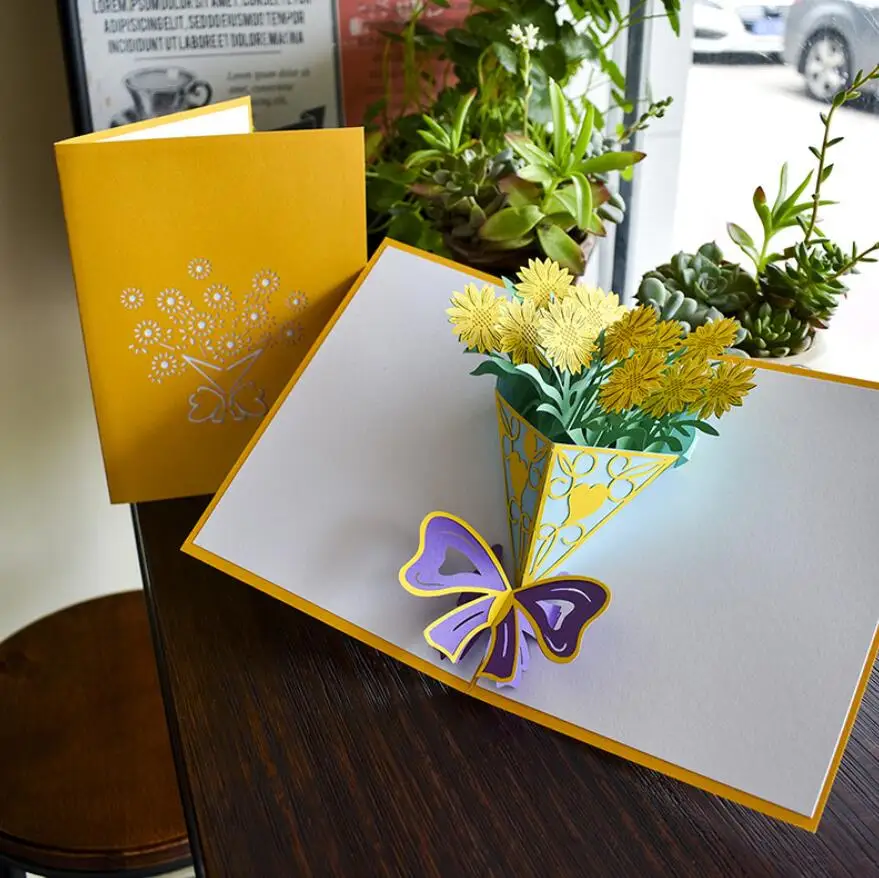 5 шт. цветок оригами для ручной работы 3D Pop UP поздравительная открытка приглашение