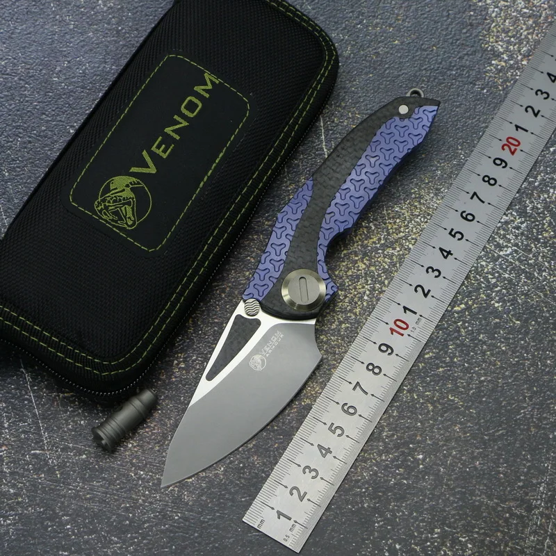 Складной нож VENOM ARMOR Flipper титановый Карманный клинок M390 для кемпинга охоты рыбалки