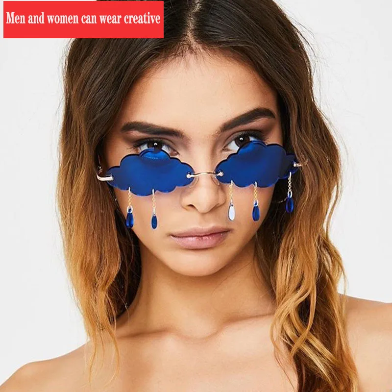 2020 винтажные солнечные очки без оправы в форме волны огонь пламени