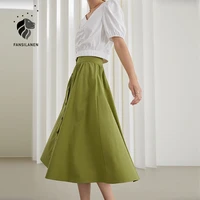 fansilanen office lady mid length french umbrella skirt 2021 summer new a line skirt high waist large swing fashion casual skirt