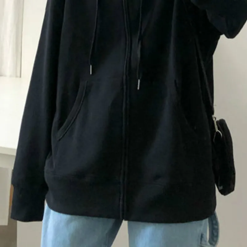 

Jackets Women Spring Autumn 2021 Hooded Fitting Loosely Trendy Leisure Pockets Lace Up Solid Preppy New Outwear Popular College