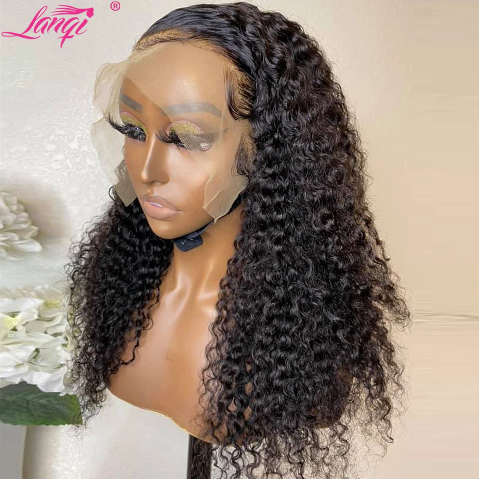 Preplucked 13x4x1 Curly T Part Lace Front Wig Brazilian 30 Inch Kinky Curly Lace Front Human Hair Wigs For Women 4x4 Closure Wig