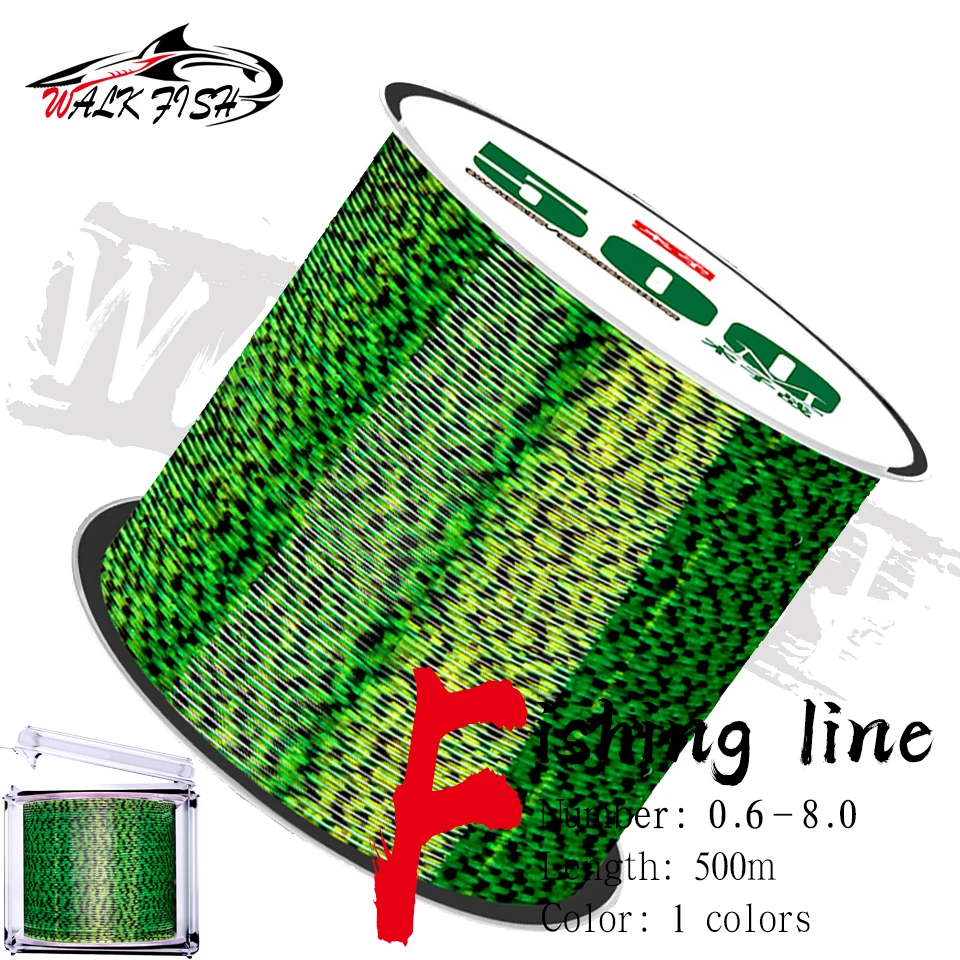 

WALK FISH 500m 3D Invisible Spoted Super Strong Carp Fishing Line Monofilament Fishing Line Speckle Fluorocarbon Coated Fishing