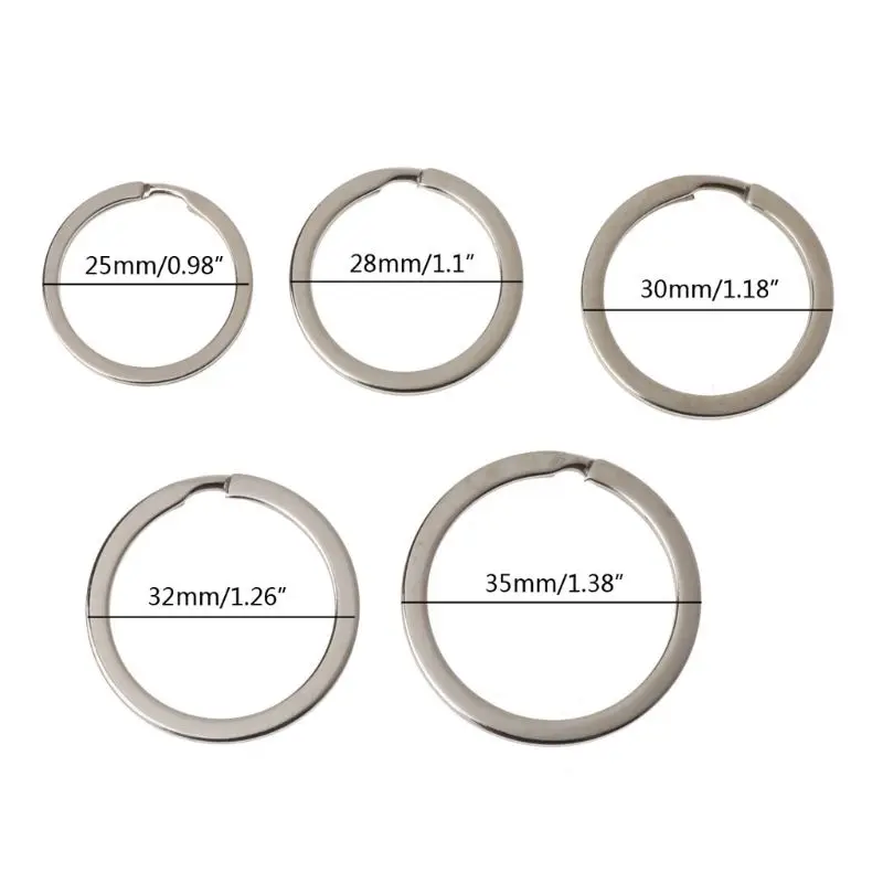 

100Pcs Metal Round Flat Keyring Round Split Key Rings Chain 25MM 28MM 30MM 35MM