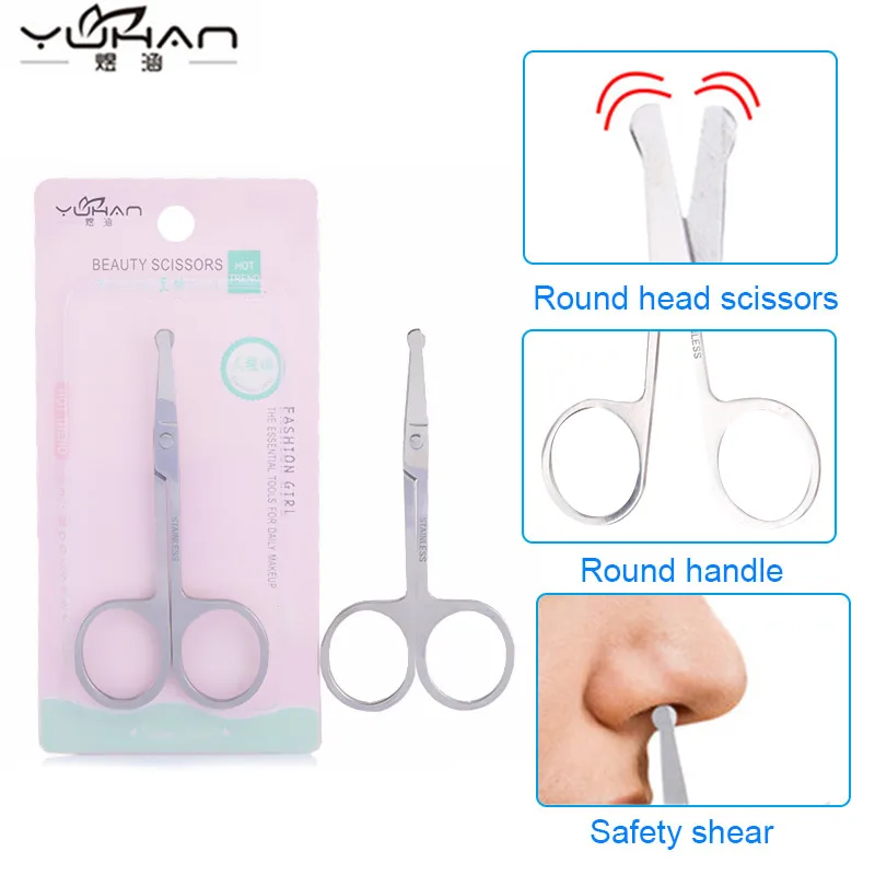 

Men's Nose Hair Trimmer Set Razor Stainless Steel Round Head Eyebrow Trimming Scissors Nose Hair Removal Wax Stick