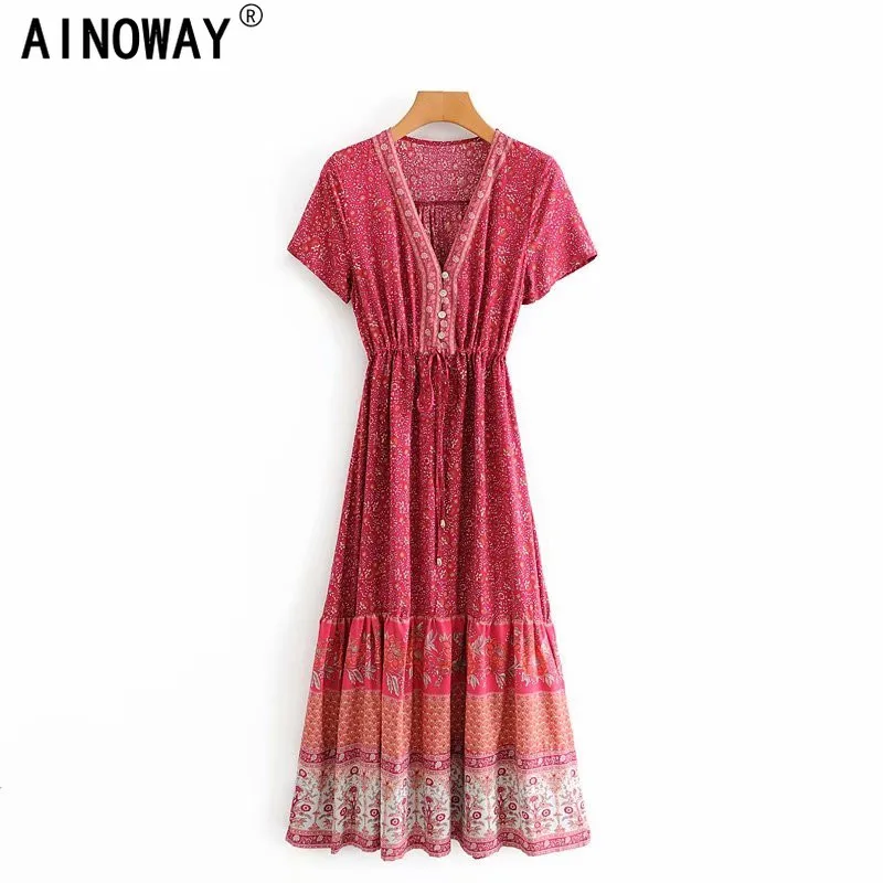 Женское богемное пляжное платье винтажное шикарное макси на шнуровке с