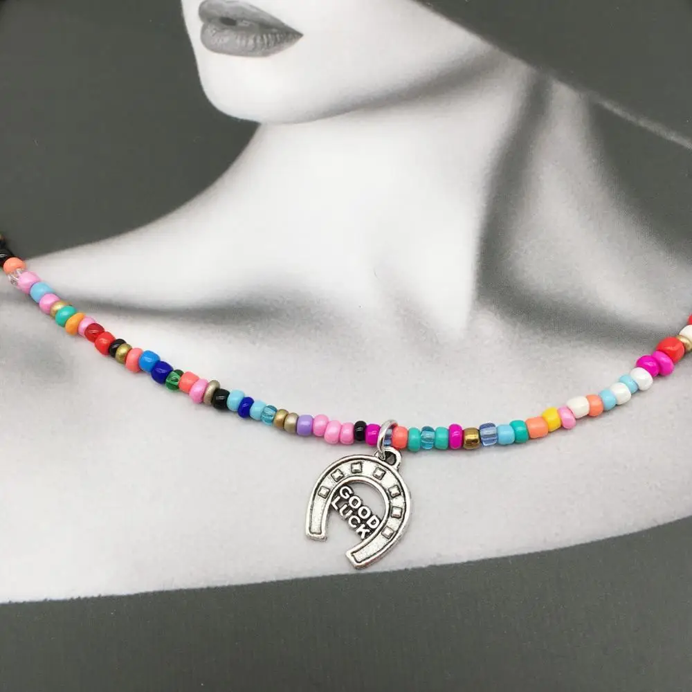 Ожерелье-чокер женское с разноцветными бусинами | Украшения и аксессуары