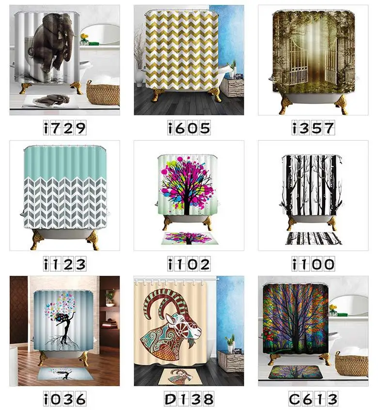 

Waterproof Shower Curtain Clear Modern Bathroom Art Shower Curtain Luxury Washable Tende Doccia Bathroom Shower Curtain BA