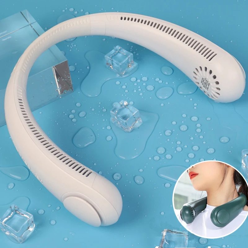 Мини вентилятор без лопастей подвесной шейный электрический зарядка от USB тихий