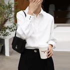 QOERLIN модные женские блузки 2021 блузки в Корейском стиле с пышными рукавами белая рубашка офисные женские туфли однобортная модель размера плюс, топы