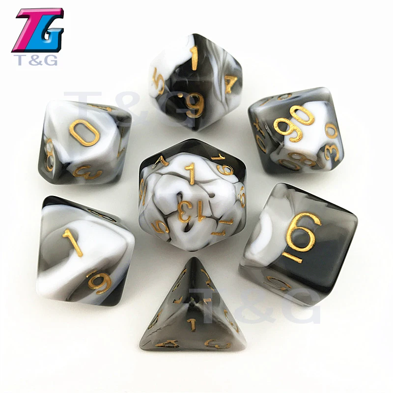 Децидер прозрачный и белый цвет игральные кости D4-D20 для ролевых игр партии игрушки 7 цветов