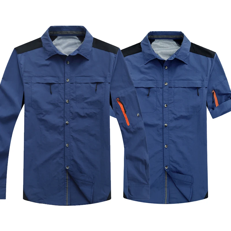 Летняя походная рубашка TRVLWEGO быстросохнущая сетчатая дышащая мужская с длинным