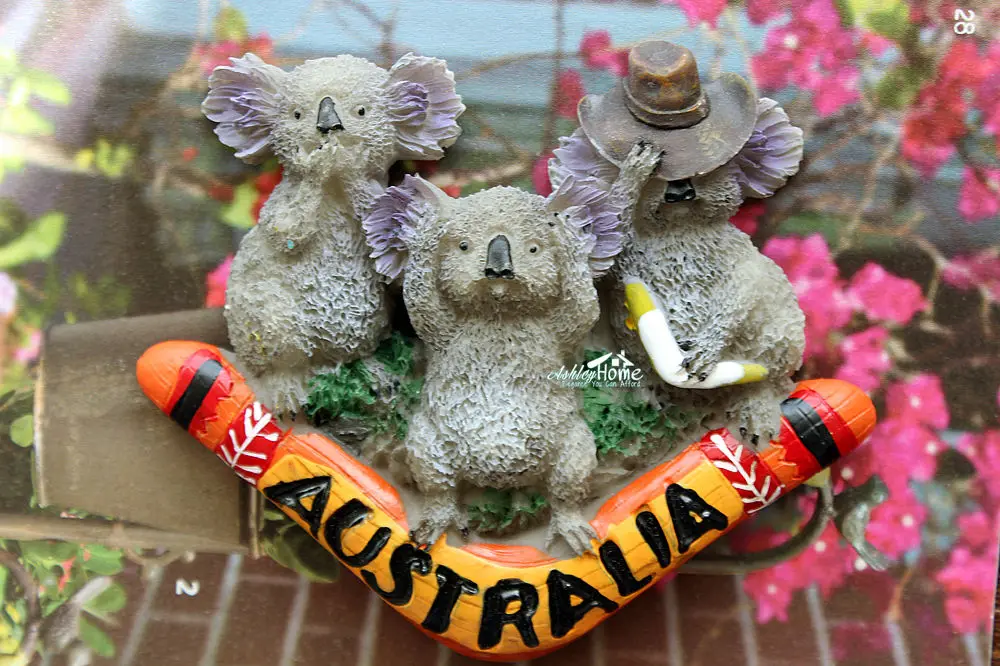 

Австралийская Милая туристическая фотография Koala Boomerang, 3D искусственная смола, домашний декор