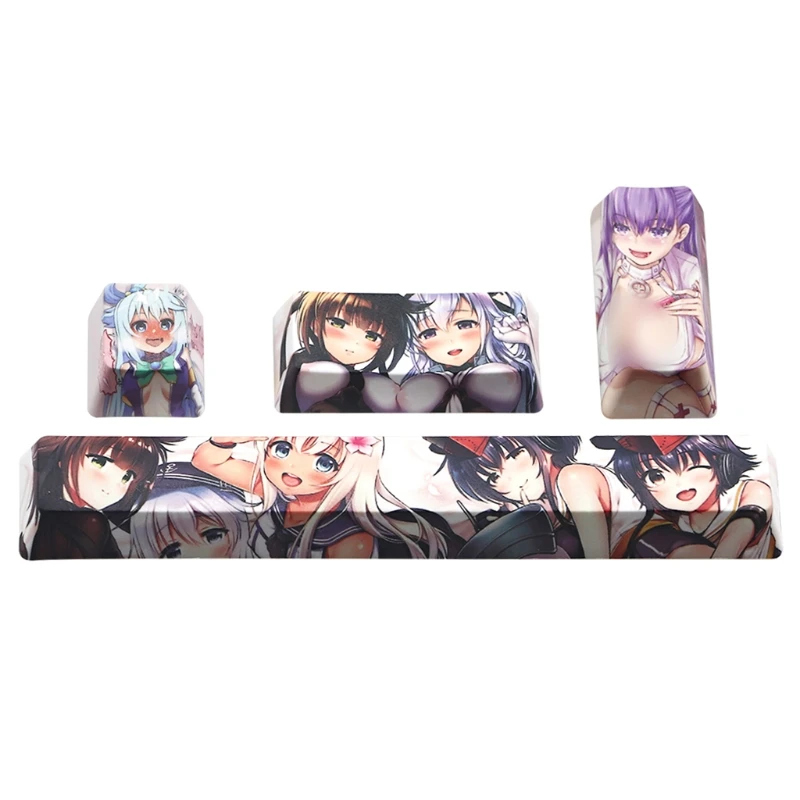 

4 шт., колпачки для клавиш Ahegao в японском стиле аниме