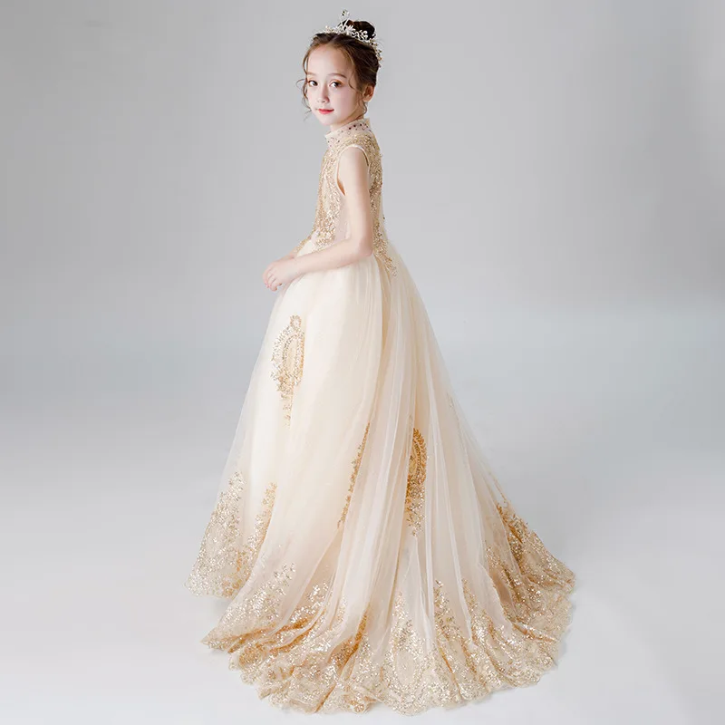 

flower girl gowns 2020 new girl's formal dress ponchos piano show host summer princess dress birthday ceremony wedding dress