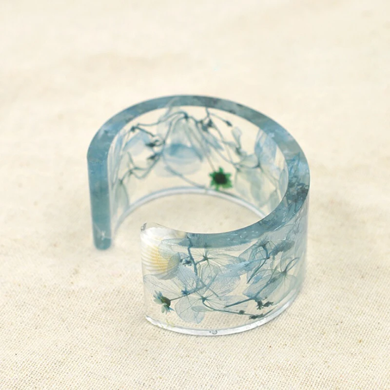 Фото Clear Silicone Egg Shaped Bracelet Mould For Epoxy Resin Real Flower DIY Mold Open Design Bangle Mould Resin Molds №5
