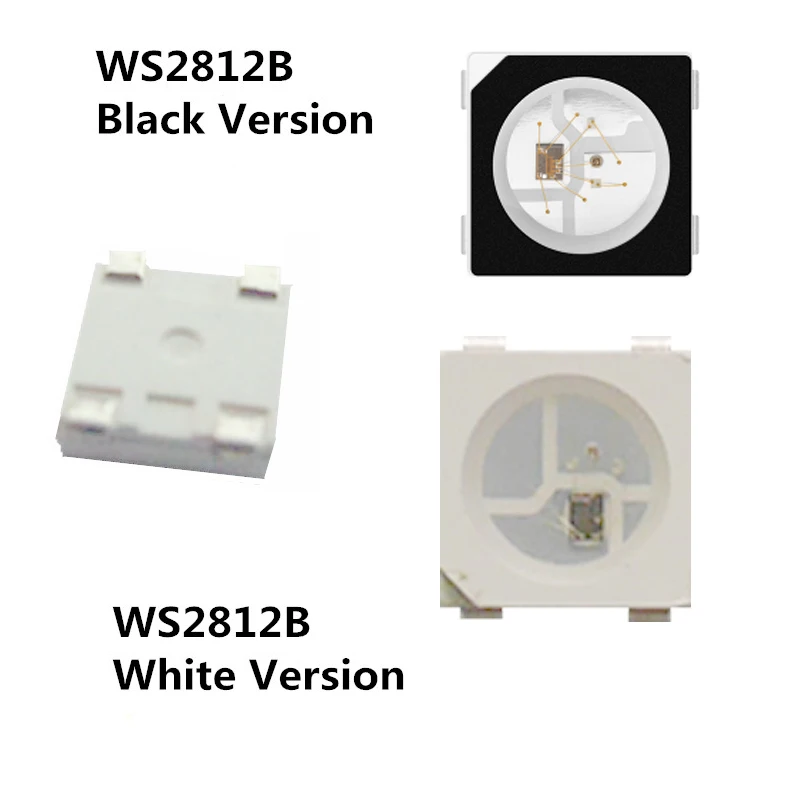 100 /1000 шт. WS2812B светодиодный чип 5050 RGB SMD лампы бусины черный/белый версия WS2812