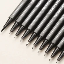10Pcs/set Pigment Liner Micron Ink Marker Pen 0.05 0.1 0.2 0.3 0.4 0.5 Brush Tip Black Fineliner Sketching Manga Drawing Pen