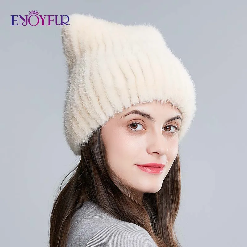 Шапка женская из натурального меха ENJOYFUR | Аксессуары для одежды