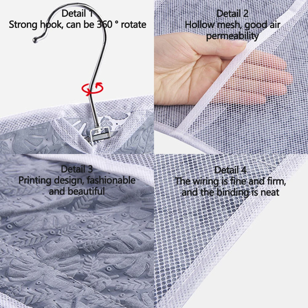 

Double Sided Underwear Multifunction Hanger Hanging Bag 15/30 Grid Can Be Folded Socks Bra Underpants Hanging Storage Pocket