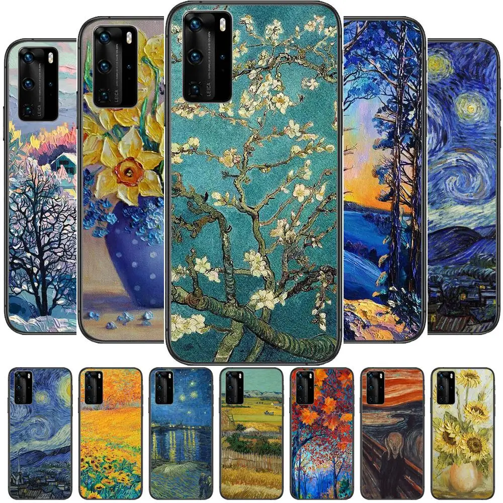 

Van Gogh's oil painting art Phone Case For Huawei P40 p30 P20 10 9 8 Lite E Pro Plus Black Etui Coque Painting Hoesjes comic fas