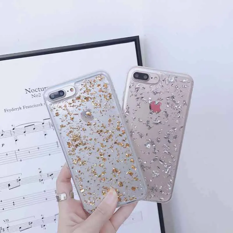 Gold foil Phone Case for iphone xr x xsmax xs Stars Patterned apple Coque 7 8 6 6s plus Fashion Transparent TPU Cover |