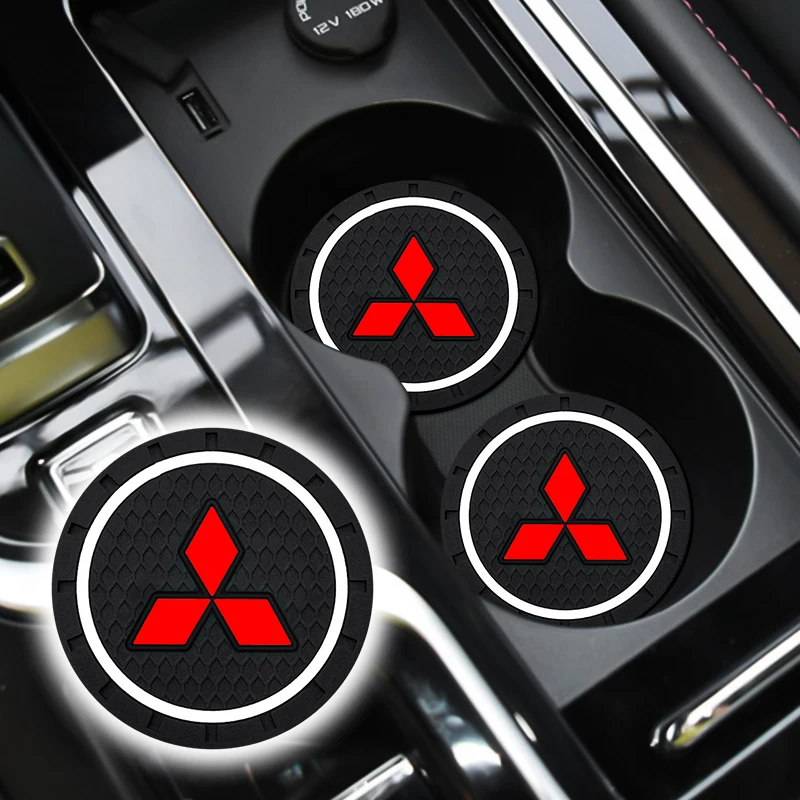 

2PCS Car Coaster Water Cup Mat Silicone Epoxy Non-Slip Coaster For Mitsubishi Asx Lancer Pajero Outlander L200 Delica Eclipse