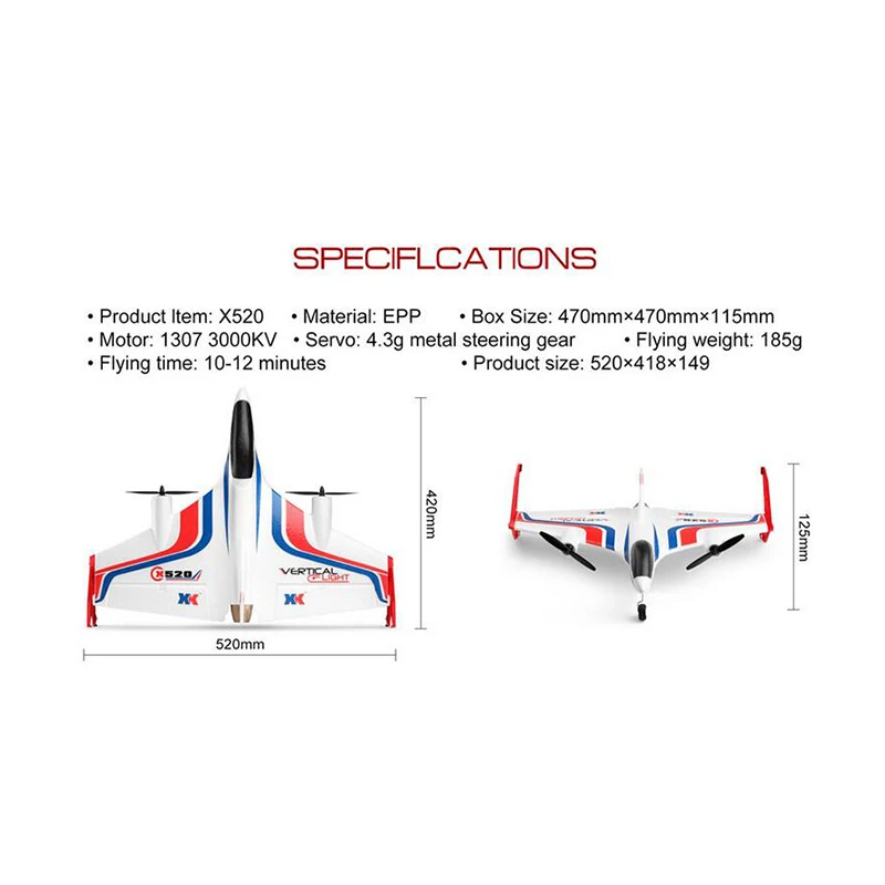 новинка 2018 wltoys xk x520 rc самолет 6ch 3d6g взле