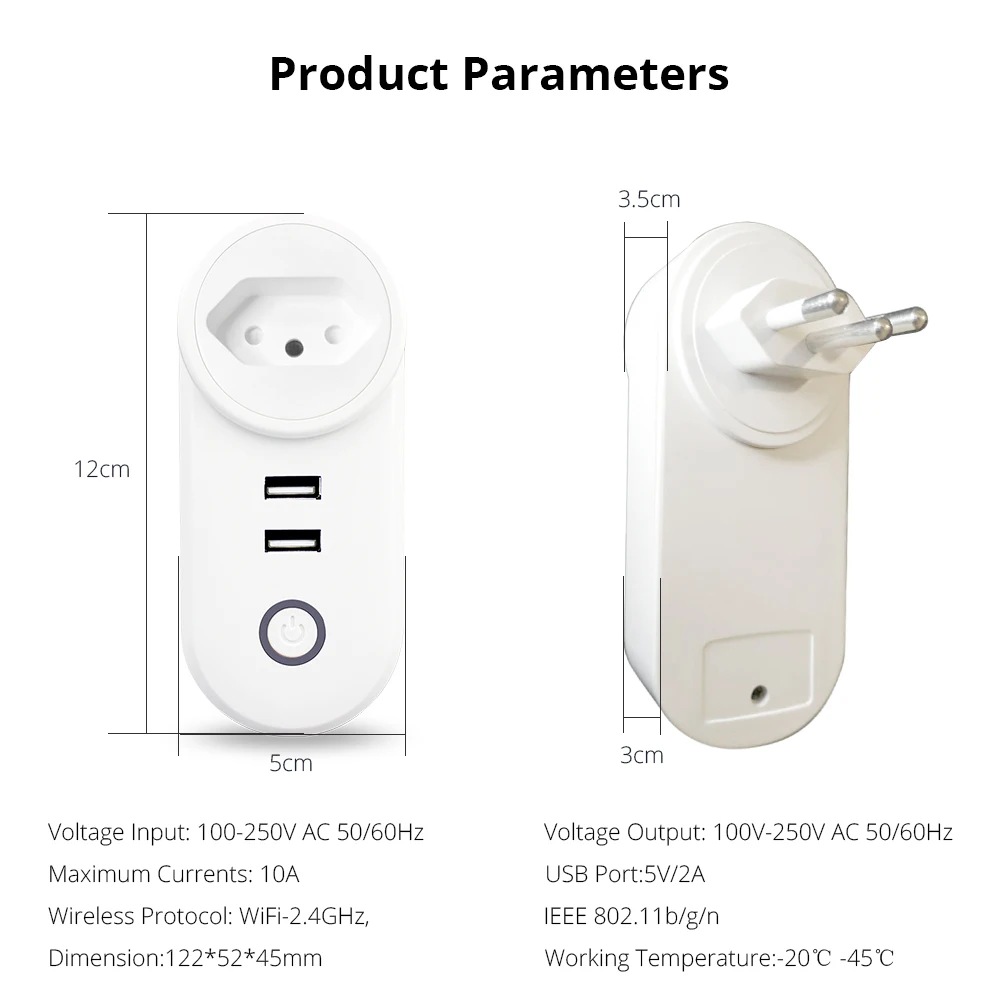 

Smart zigbee Power Plug Outlet Socket Includes 2 USB Port Tuya App Control Timer Function Work with Alexa Google Home Assistant