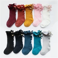 10 pcslot toddler baby cotton socks sweet bows skarpetki winter long beenwarm leg warmer for kids newborn soft knee high socks