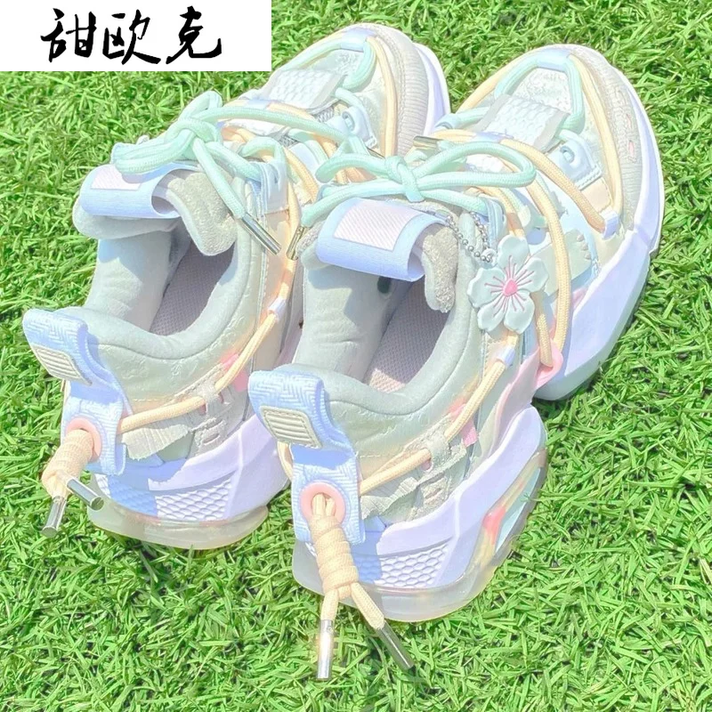 

New Women Sneakers 2021 Spring Fashion Women's Vulcanized Shoes Platform Sneakers Flower Breathable Mesh Women's Casual Shoes