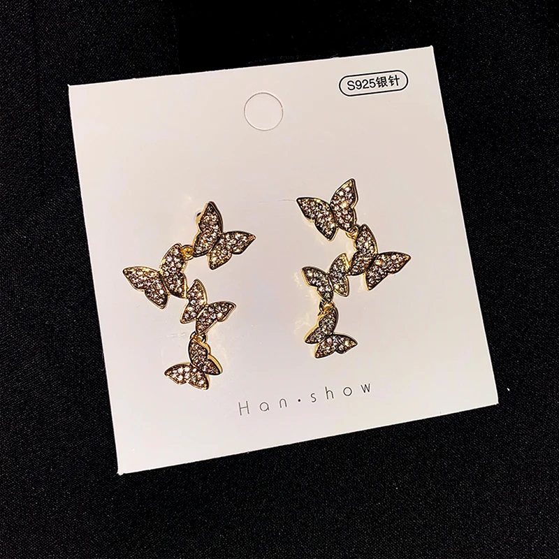 

Trendy Cute Butterfly Earrings for Women Accessories Korean Fashion Jewelry S925 Needle Shiny AAA Zirconia Party Fine Gift