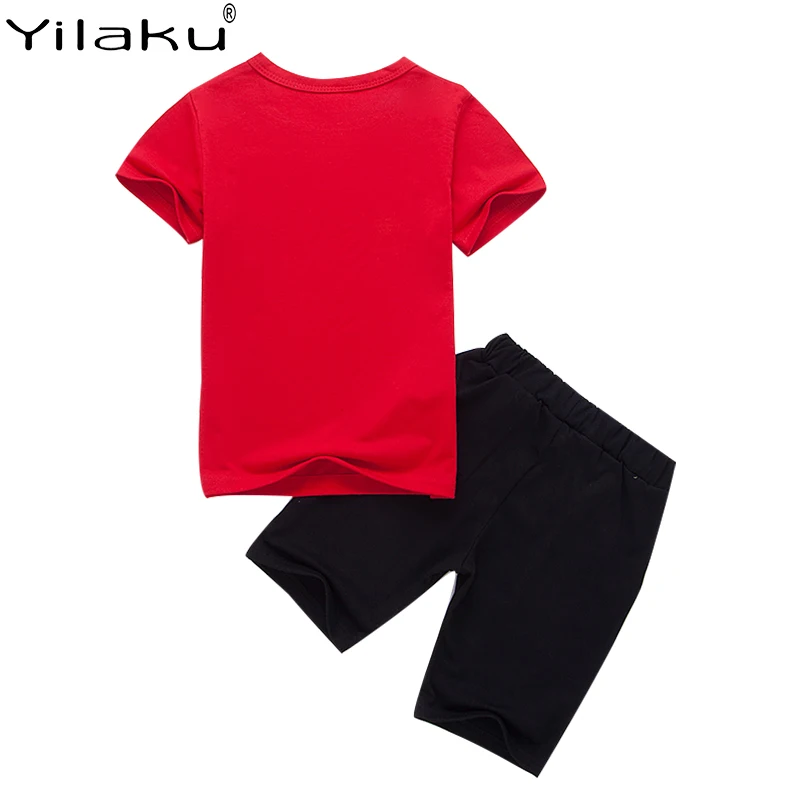 Летняя одежда для мальчиков Yilaku 2020 комплект детской одежды с буквенным принтом