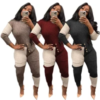 2022 sweater 2 piece set women cropped top bodycon sweatpants patchwork color match set jogger female party club outfits