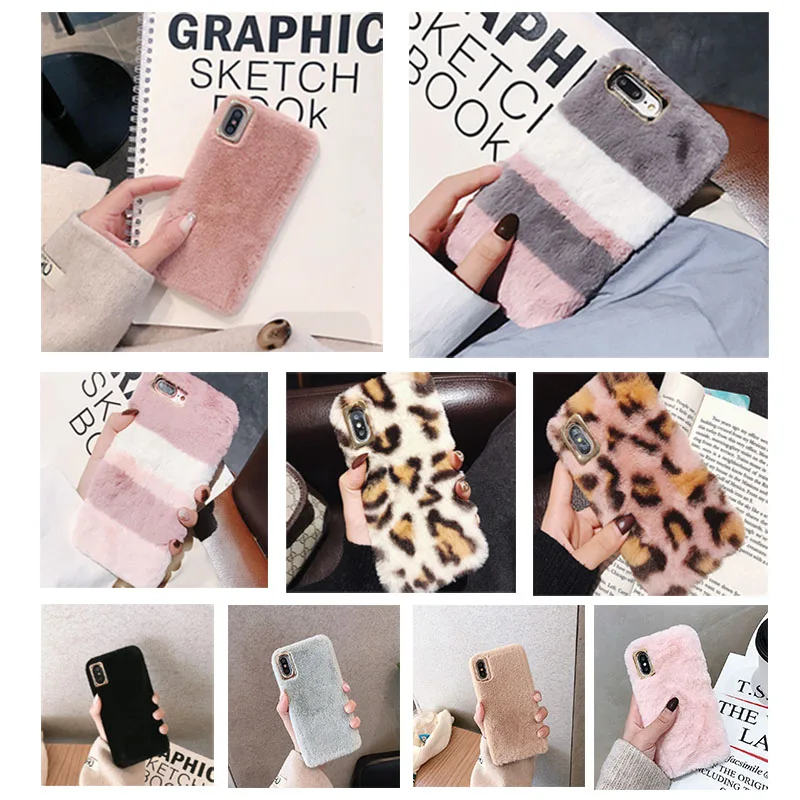 

Luxury Plush Fur Cases For iPhone X XS XR 6 6S 5 5S 5C 4 SE 2020 7 8 Plus Phone Case for iPhone 12 MINI 11 13 Pro Max Back Cover
