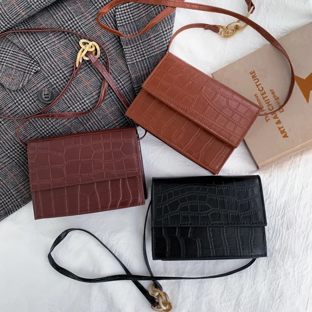 Stone Pattern Leather Crossbody Bag Women Fashion Design Vintage Sac a Main Designer Bags Famous Brand Bolsa Feminina | Багаж и сумки