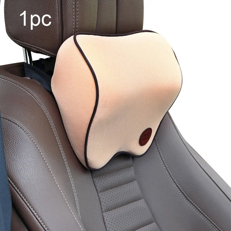 1pc Beige Автомобильная подушка для шеи и подголовника, подушка для автомобильного сиденья, подушка для головы, защита для шеи, автомобильное сиденье, подушка для шеи с памятью, хлопковые автомобильные аксессуары - Цвет: 1pc Beige