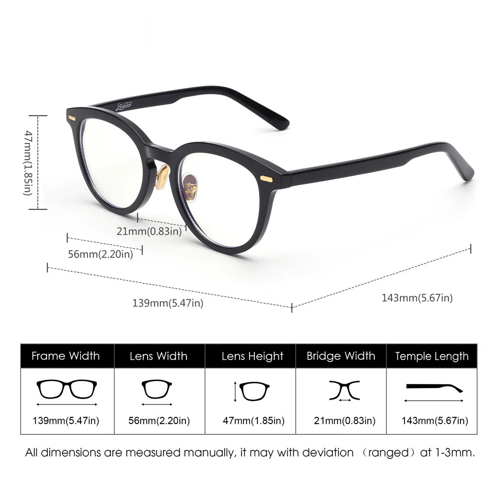 

JM Round Blue Light Glasses for Women Men LAO0002