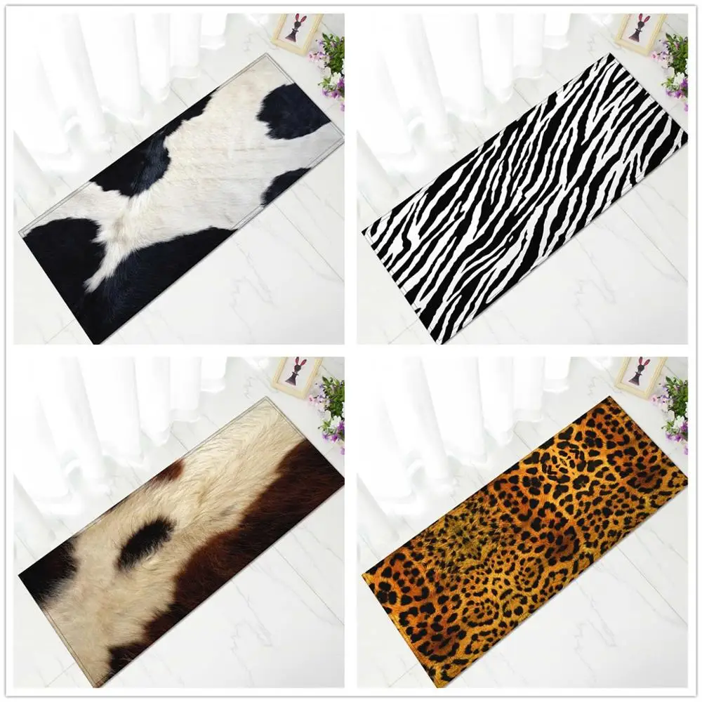 Нордический меховой напольный коврик с 3D принтом животных входной нескользящий