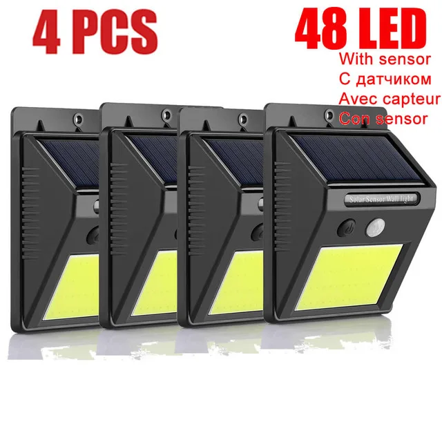 

1-4PCS 48 LED Waterproof Solar Outdoor Light PIR Motion Sensor Solar Powered Spotlight Street Garden Decoration Lamp Supplies