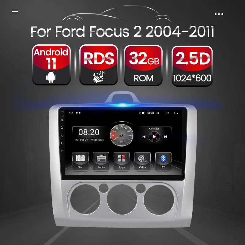 Android 11 2.5D HD сенсорный автомобильный Радио GPS мультимедийный плеер для Ford Focus 2 Mk 2004