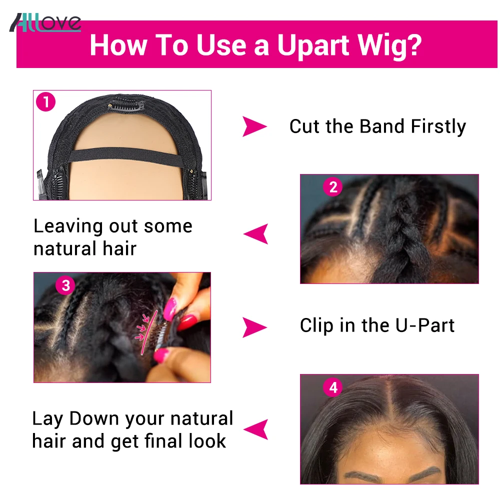 Парик U образной формы для женщин парик из светлых человеческих волос с эффектом