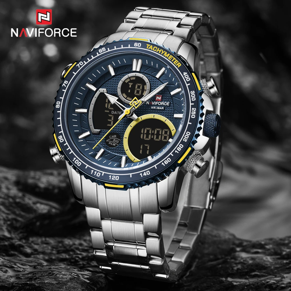 Часы наручные NAVIFORCE Мужские кварцевые Брендовые спортивные аналоговые цифровые
