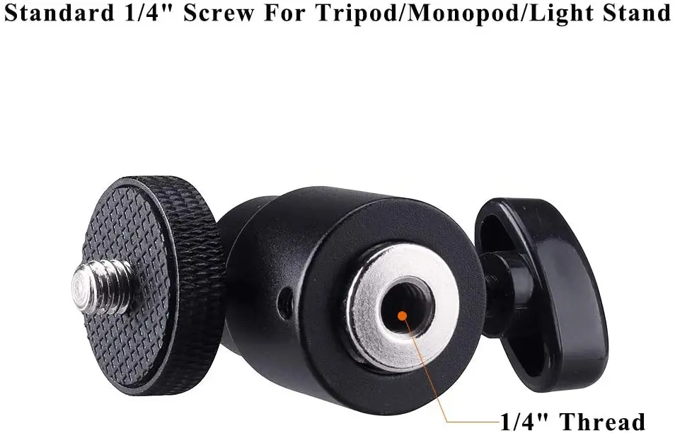 

Hot Shoe Mount Adapter 1/4" Mini Ball Head Ring Light Adapter for Cameras Camcorders Smartphone Gopro LED Video Light Microphone