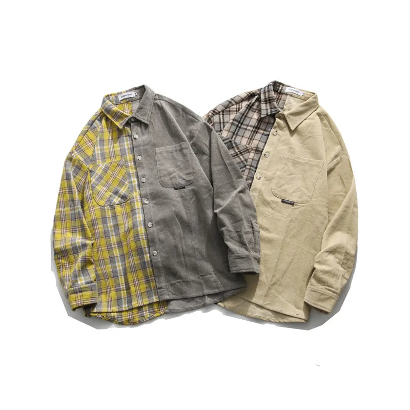 

Mosaic Ins Fashion Design Sense Long-Sleeved Shirt Men and Women 2020 New Style Hong Kong Style Couple Tooling Salt Series