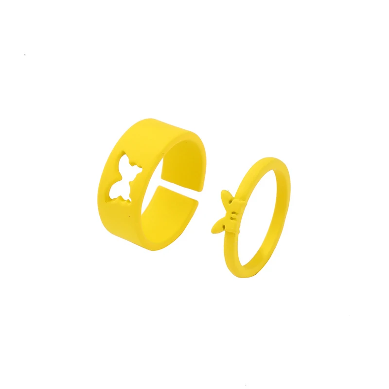 

2PCS Trendy Butterfly Rings for Women Men Lover Couple Friendship Rings Set Engagement Wedding Open Rings 2021 Jewelry Gifts New