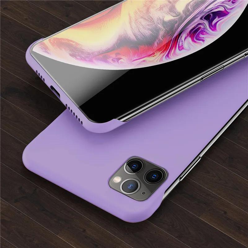 Purple Lovebay тонкий скраб Жесткий PC Бескаркасный чехол для телефона для iphone 11 6S 7 8 Plus XR X XS 11 Pro Max сплошной матовый чехол-накладка без полей - Color: Purple